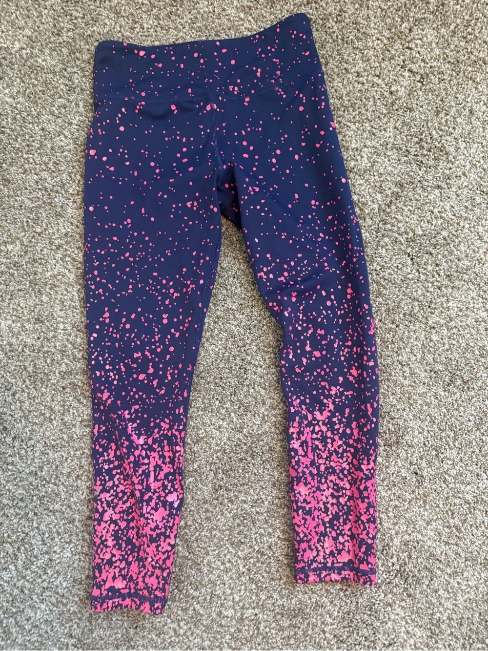 ZYIA Navy and Pink Splash Print Active Leggings